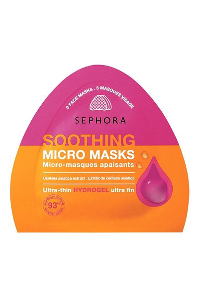 SEPHORA مجموعة أقنعة الوجه الهلامية الدقيقة فائقة النحافة والمهدئة بخلاصة نبات سنتيلا آسياتيكا، مكونة من 3 قطع