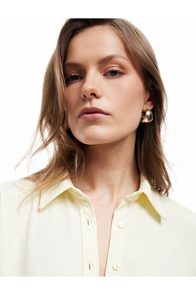 Koton Crepe Fabric Classic Collar Short Sleeve Shirt