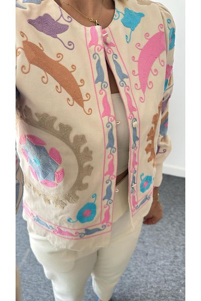 QİMYA BUTİK Keyymod Embroidered Gabardine Stylish Women's Jacket