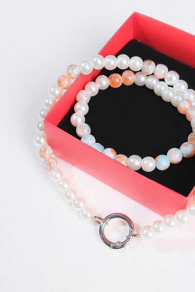 SHERIN Colorful Beaded Faux Pearl Necklace