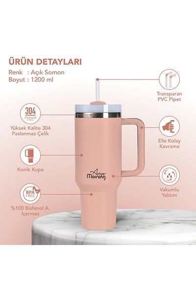 Any Morning Cană termos Si2440217, 1200 ml, somon deschis, 40,58 oz
