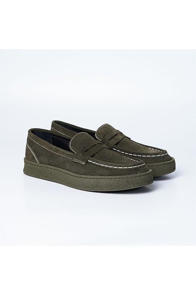 TETRİ Ramonelli Model Genuine Leather Men's Khaki Color Loafer