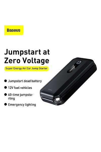 Baseus Super Energy Air Jump Starter 1000a Peak, 10000mah, 12v, For Up To 4.0l Gas Engines - Black