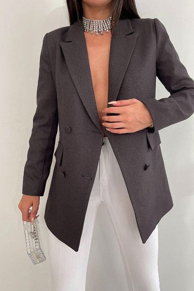MYGİYİMİSTANBUL Premium Woven Oversize Blazer Jacket