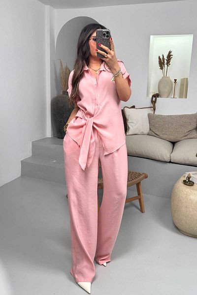 Sohotique By P Pink Double Breasted Tied Viscose Suit