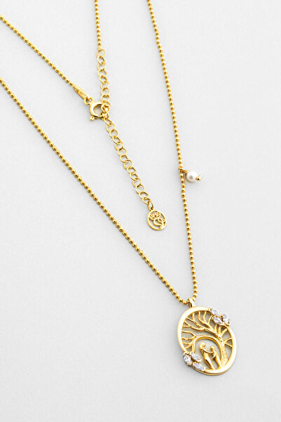 So CHIC... Miras 18 Ayar Sarı Altın Kaplama 45 Cm Gümüş İnci Kolye