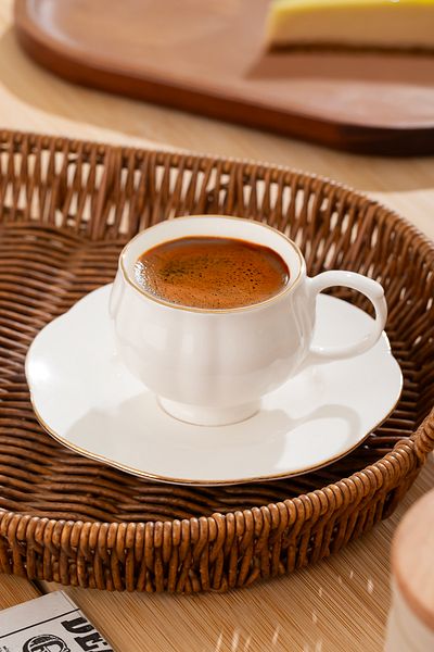 Porsima 4312 Emery 12 Piece 6 Personality Gold Gilded Porcelain Turkish Coffee Cup Set 90 ml