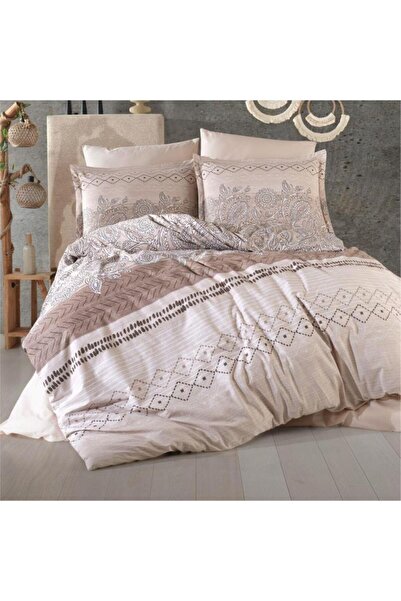 Clasy Ranforce Duvet Cover Set Double Mahfer V1 Beige