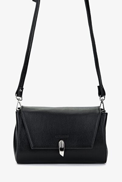 Valmenti Kadın Hakiki Deri Siyah Deri Postacı Çanta