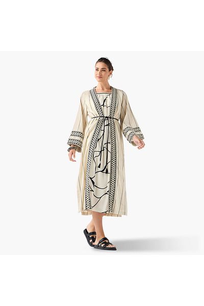Iconic Iconic Printed Dress with Longline Shrug