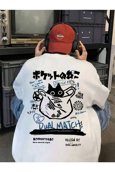 Revasser Unisex Erkek/california Özel Baskılı Oversize Pamuklu Bisiklet Yaka ...