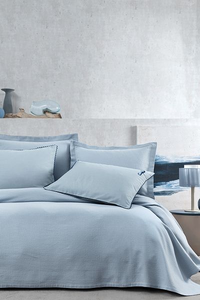 Yataş Elena Double Embroidered Bedspread - Indigo