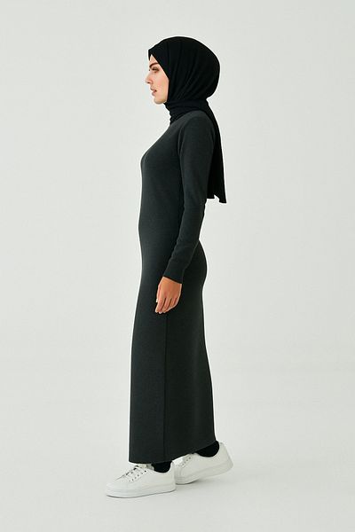 mirach Μακρυμάνικο φόρεμα Maxi με ραβδώσεις - Crew Neck, Basic Knitwear Abaya Ferace