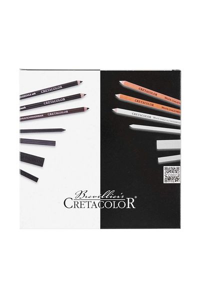 GLANCE Cretacolor Black&White with Small Wooden Box,25 Pieces 25X35 15 Sheets Technical Drawing Paper 200 Gr