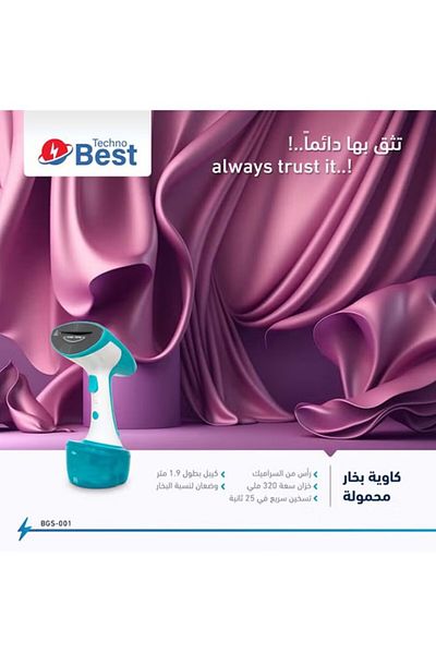 Techno Best 1600W Handy Garment Steamer, 320 ml Capacity-BGS-001