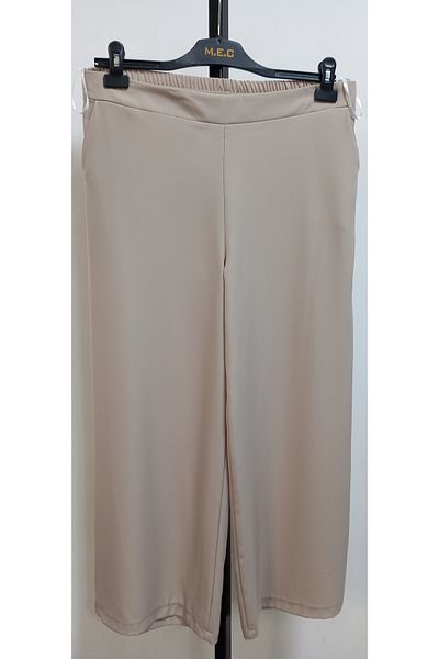 AKŞEN GİYİM Women's Palazzo Wide Leg, Elastic Waist High Waist Two Pockets Trousers Suitable for Suit