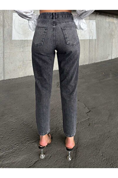 SHEVEGA Women's Smoked High Waist Laser Ripped Boyfriend Mom Jeans Denim Pants