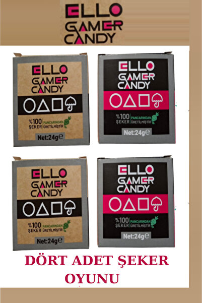 Squid Game Dalgona Gamer Candy Şeker Oyunu Squid Game 4 ADET x 24 gr