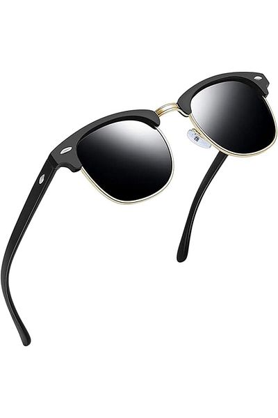 COOYA Rectangular Sunglasses for Men Women Polarized UV Protection, Vintage Classic Square Half Frame