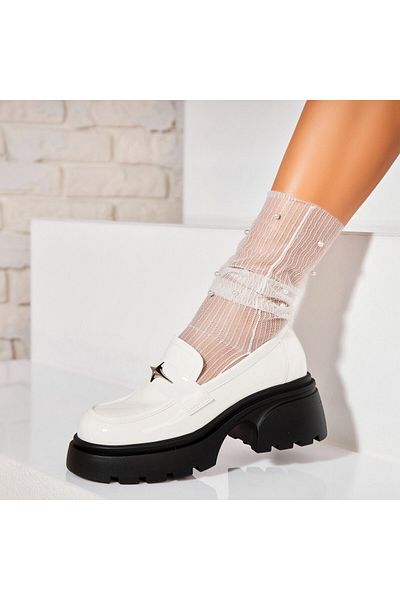 Joana Women's Casual White Shoes Made of Ecological Patent Leather Niyel