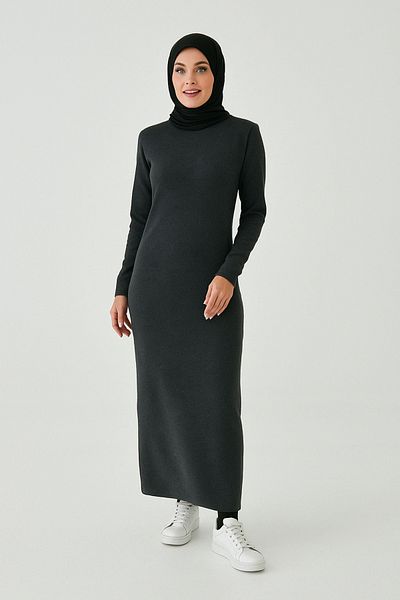 mirach Μακρυμάνικο φόρεμα Maxi με ραβδώσεις - Crew Neck, Basic Knitwear Abaya Ferace