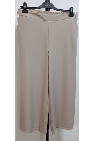 AKŞEN GİYİM Women's Palazzo Wide Leg, Elastic Waist High Waist Two Pockets Trousers Suitable for Suit