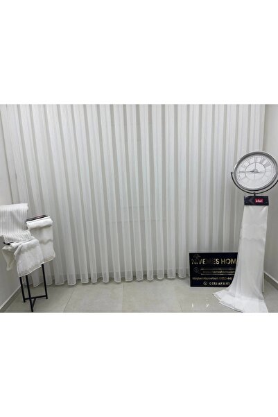 NİVEMESHOME Nivemeshome Hayal 15 Transparent Ecru Tulle Curtain 1/3 Dense Pleated Tulle Curtain