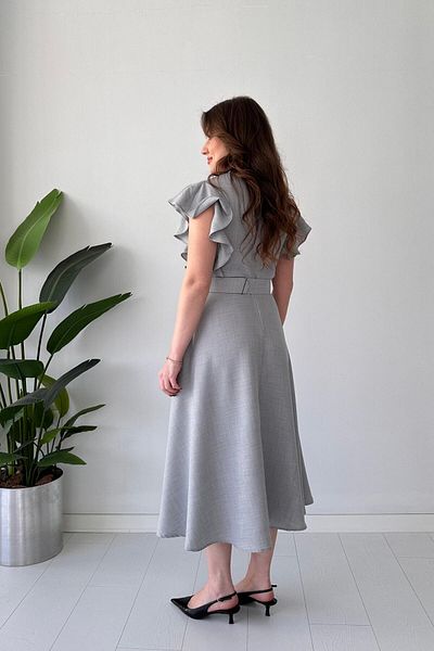 MaziButik Gray Flounce Shirt Dress