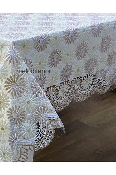 TNR Meiwa Transparent Coating Cream Daisy Slip-Resistant Liquid-Proof Pvc Oilcloth Table Cloth