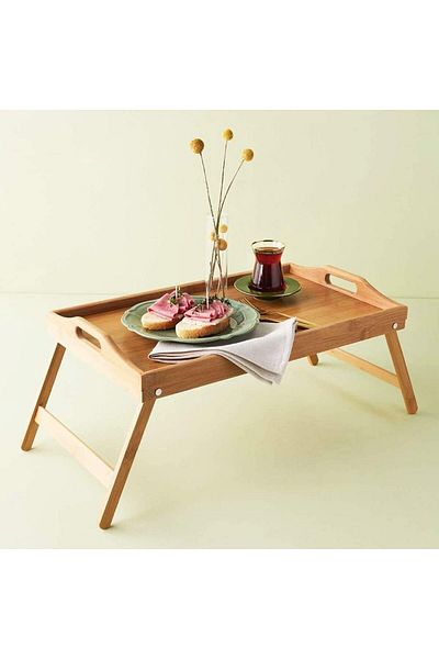 Store Folding Leg Bamboo Bed Enjoyment Serving Tray, Wooden Bed Tray - Comfort and Elegance: 50X30