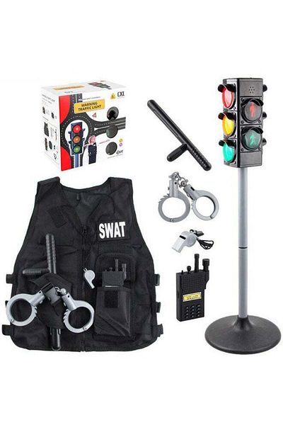 Yelajoy Kids Police Costume,Police Role Play Set with Traffic Police Logo Kit,Best Gift for Kids