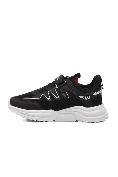 WALKWAY Black White Velcro Mesh Lightweight Boy's Sports Shoes 2320 F