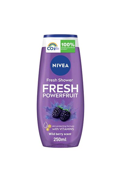 NIVEA Shower Gel Fresh Powerfruit 250ml Invigorating Cleanse with Berry Scent