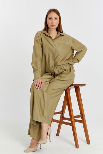 Bolivente Women's Khaki Wide Leg Woven Trousers
