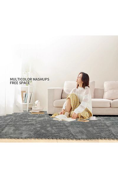 sharpdo 10-Piece Bedroom Splicing Thick Plush Carpet Set 30*30CM