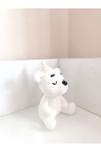 Alwin3d Candle Blowing Cake Top White Cute Teddy Bear Figure