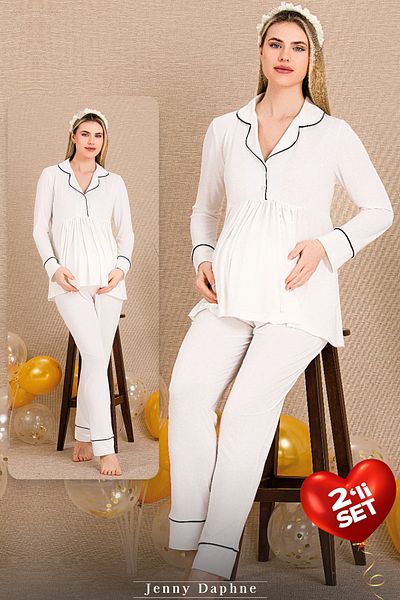 Jenny Daphne Viscose Fabric 2-Piece Maternity Pajama Set 33202
