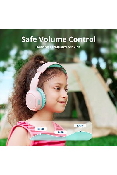 Tronsmart KH02 Bluetooth Headphones Kids Wireless 74/85/93 dBA Volume Limit, 45 Hours Battery- Pink