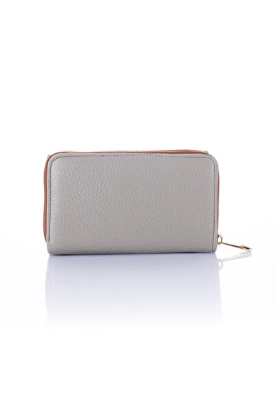 Getcho Dilaye Жіночий сірий шкіряний гаманець – відділення на блискавці, кишенька для карток, дизайн на кнопках