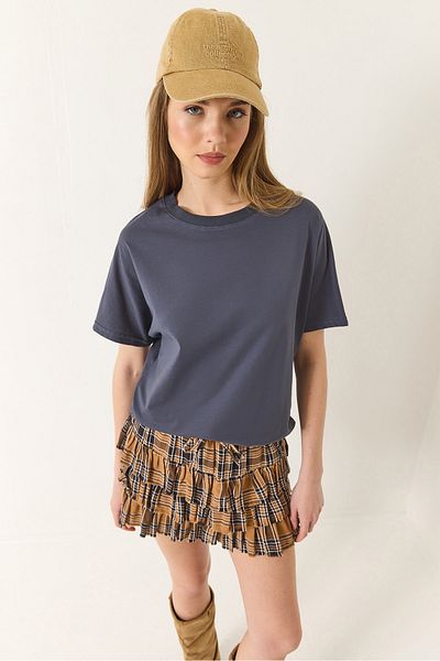 Bianco Lucci Women's Organic Cotton Crew Neck T-Shirt Basic Short Sleeve Kalık 60602048