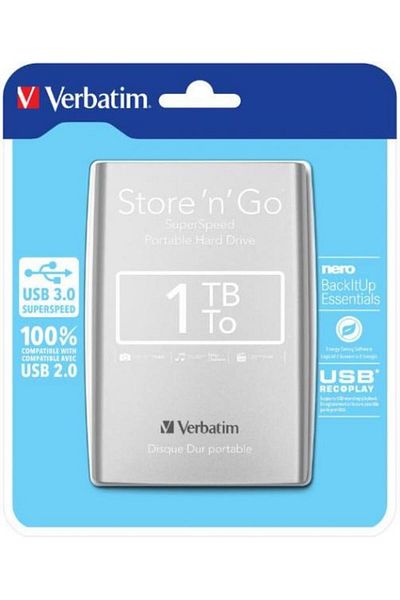 Verbatim HDD Extern Verbatim Store'n'Go, 2,5", 1TB, USB 3.0 (Argintiu)