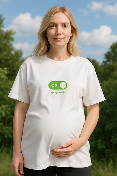 MYADA Γυναικείο μπλουζάκι εγκυμοσύνης Mama Mode - 23610-1 Λευκό μανίκι χαλαρή εφαρμογή