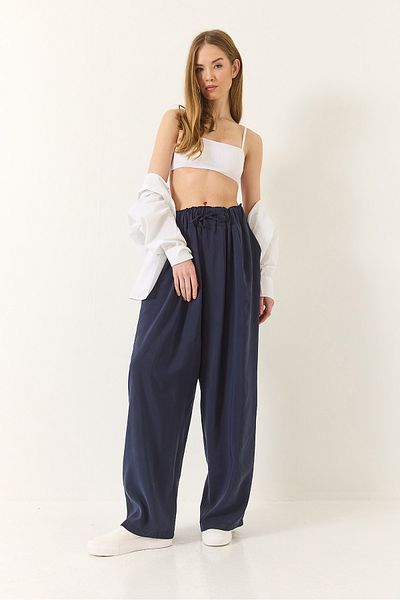 Bianco Lucci Damen Palazzo-Hose mit hoher Taille und breitem Gummizug in Übergröße 80165 60271071