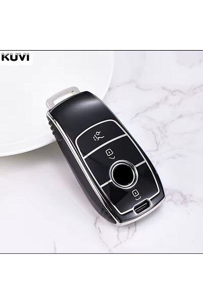 YıldızTuning Key Case Cover for Mercedes Glc X167 Black-Silver
