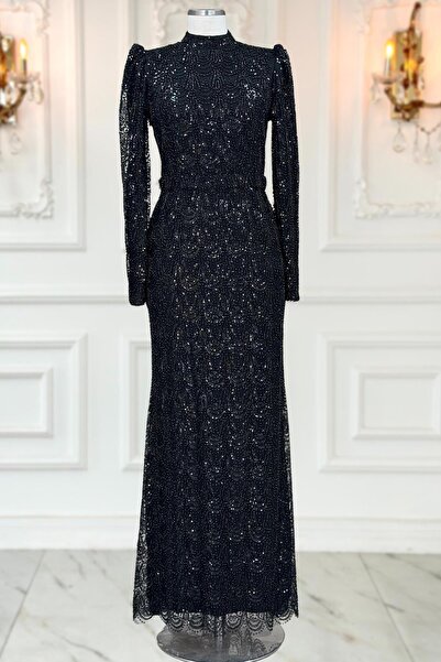 Amine Hüma Dora Tesettür Abiye Siyah