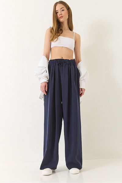 Bianco Lucci Damen Palazzo-Hose mit hoher Taille und breitem Gummizug in Übergröße 80165 60271071