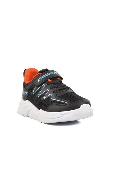 WALKWAY Black Orange Velcro Mesh Lightweight Boy's Sports Shoes 2320 F