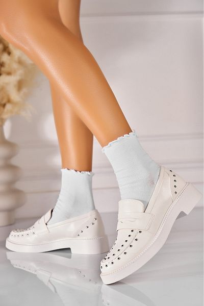 Joana Women's Casual White Shoes Made of Akeria Ecological Leather