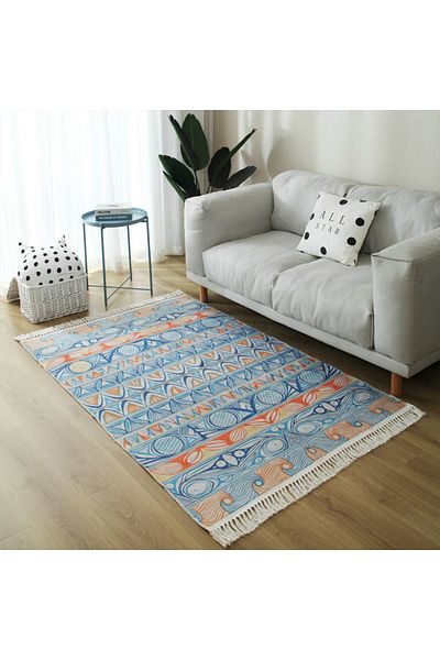 sharpdo Soft Touch Hand-woven Cotton And Linen Bohemian Fringed Rug 200*140cm