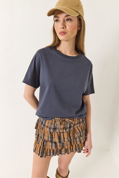 Bianco Lucci Women's Organic Cotton Crew Neck T-Shirt Basic Short Sleeve Kalık 60602048